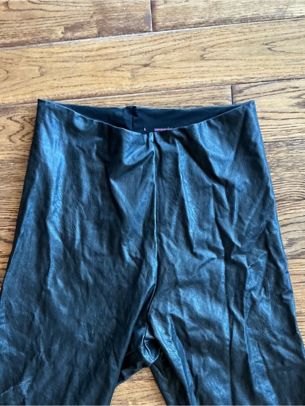 Commando Faux Leather Biker Shorts Women’s Large Black High Rise Shaping Stretch